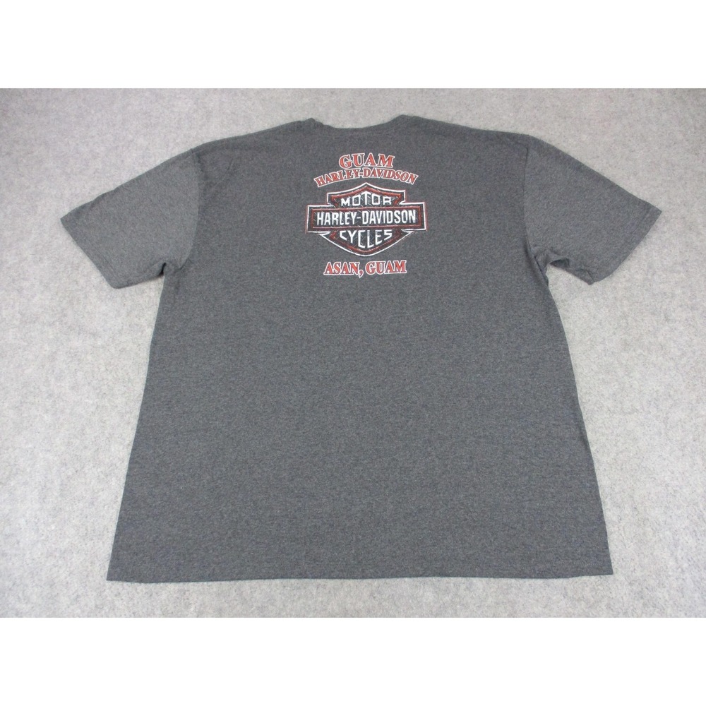 Harley Davidson Shirt Mens 3XL XXXL Gray Orange Guam Asia Motorcycle Biker Tee